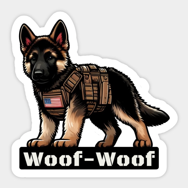 Tactical German Shepard Puppy Sticker by Rawlifegraphic